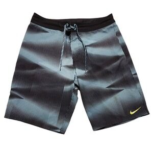 Nike Mens Swim Trunks Board Shorts Blue Black Geometric Size 32